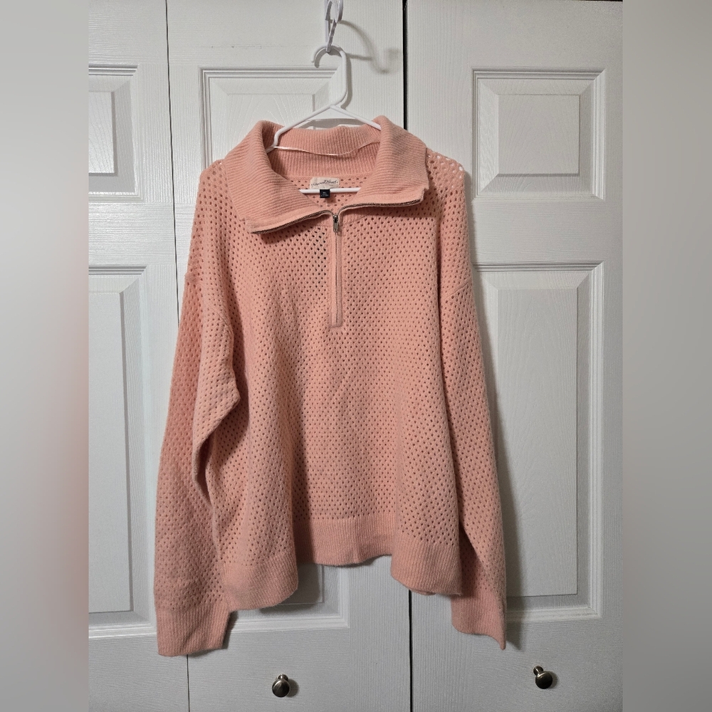 Pink Sweater Cowl Turtleneck With 1/2 Zip Design, Size XXL, Universal Thread NWT